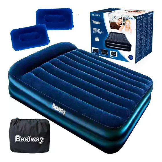 Colchón inflable Bestway 67403 2 plazas color azul hasta 300kg de 1.52cm x 203cm x 46cm