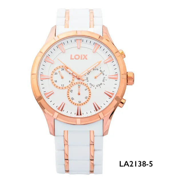 Reloj Hombre Loix® La2138-5 Blanco Con Oro Rosa, Blanco