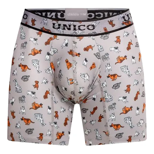 Bóxer De Hombre Marca Único Copa Medio Canino Gris Estampado