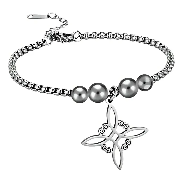 Pulseira De Nó De Bruxa Celta Irlandesa Em Aço Inoxidável