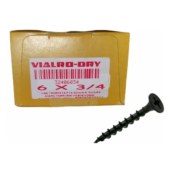 100 U. Tornillo Drywall Punta Aguja 6 X 3/4  Vialro