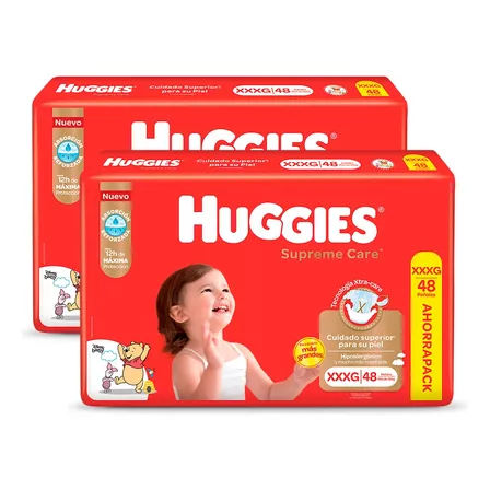 Pañales Huggies Supreme Care Ahorrapack M G Xg Xxg Xxxg X 2