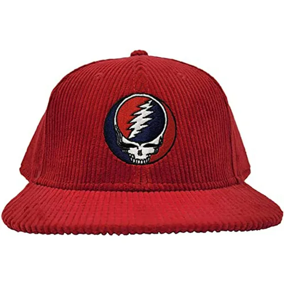 Gorra Grateful Dead Steal Your Face Roja Corduroy Ajustable 