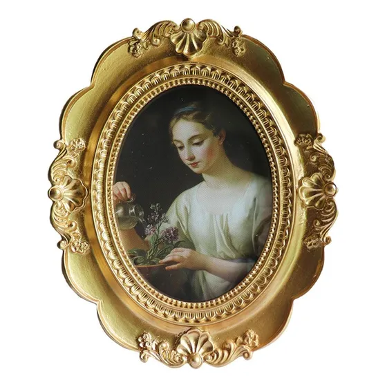 R Moldura De Foto Estilo Antigo Moldura De Oval 21,2x24,5cm