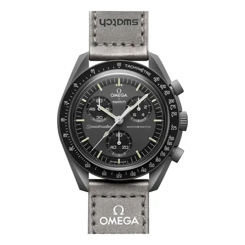 Relógio Swatch X Omega Moonswatch Moonphase Snoopy Preto