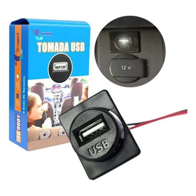 Tomada Carregador Veicular Usb Embutido Automotivo Universal