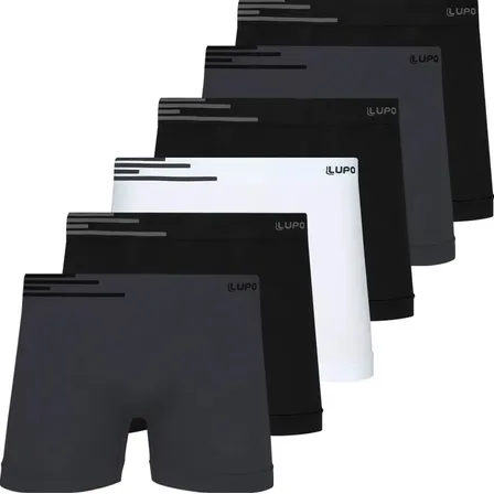Kit 6 Cuecas Boxer Lupo Poliamida Sem Costura Box Original