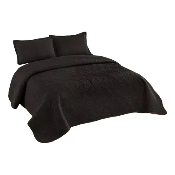 Cubrecama Quilt De Verano King Lisos Color Negro
