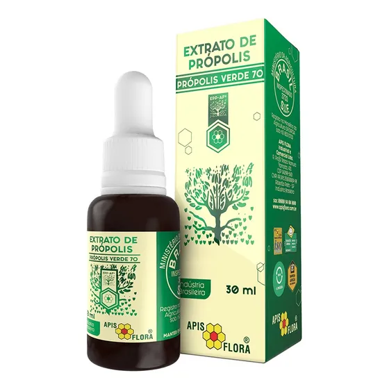 Extrato De Própolis Verde 70% - 30ml - Apisflora Envio Full