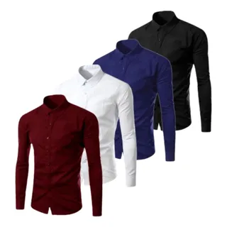 Kit 4 Camisa Social Masculina Slim Fit Luxo Pronta Entrega Kit 4 Camisa Social Masculina Slim Fit Luxo Pronta Entrega