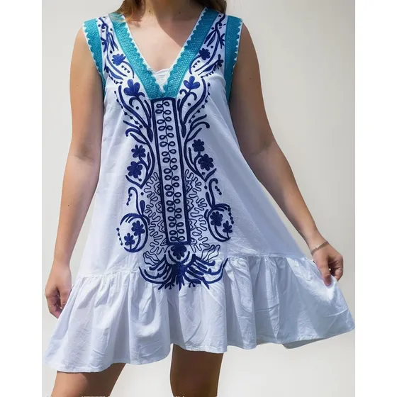Vestido Bordado Con Volado Primavera Verano - Mira