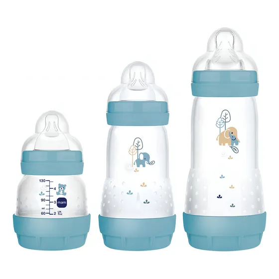 Kit com 3 Mamadeiras Easy Start 130/260/320ml Azul - MAM