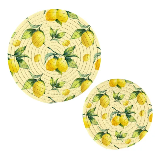 2 Agarradera Limon Amarillo Fresco Salvamantel Tejido