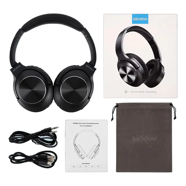 Auriculares Inalambricos Anc Bt5.3 Siindoo Negro Funda Hifi