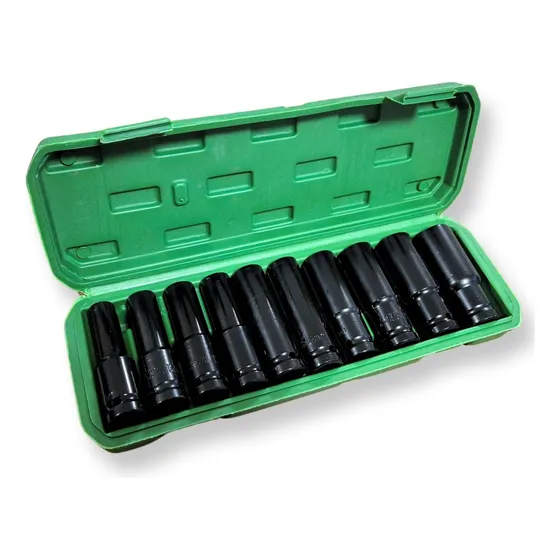 Jogo Com 10 Soquetes Longos Sextavados 1/2 Pol, 10 A 22 Mm