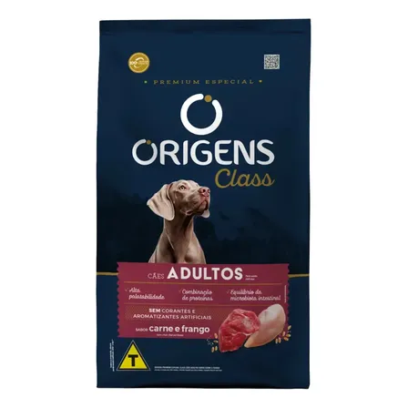 Ração Origens Class Premium Especial Cão Adulto Seca Carne e Frango 15kg Adimax
