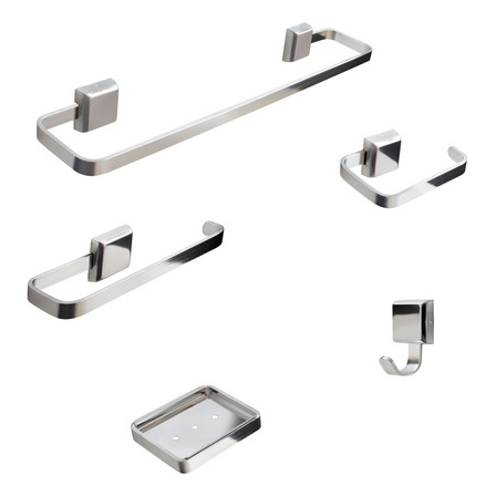 Kit Acessórios Para Banheiro Luxo 5 Peças Saboneteira Inox Kit Acessórios Para Banheiro Luxo 5 Peças Saboneteira Inox