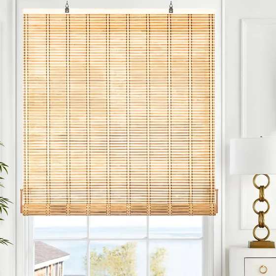 Persiana Enrollable De Bambú Cortina De Madera 150cm X 180cm Marrón Claro
