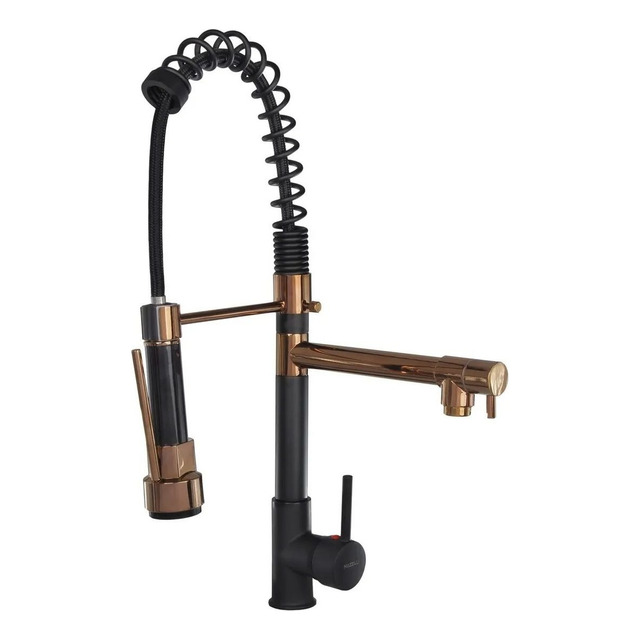 Torneira Cozinha Gourmet Monocomando Rose Gold / Preta 50cm Cor Preto Com Rosê Gold Torneira Cozinha Gourmet Monocomando Rose Gold / Preta 50cm Cor Preto Com Rosê Gold