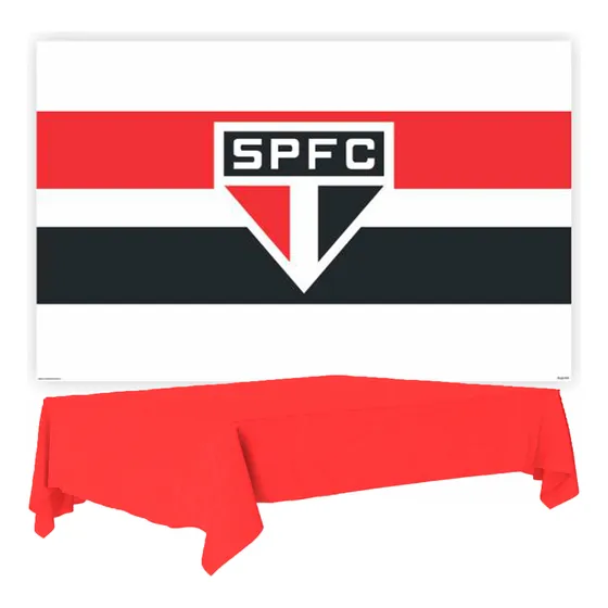 Kit Festa São Paulo Decoração Painel + Toalha Vermelha Tnt