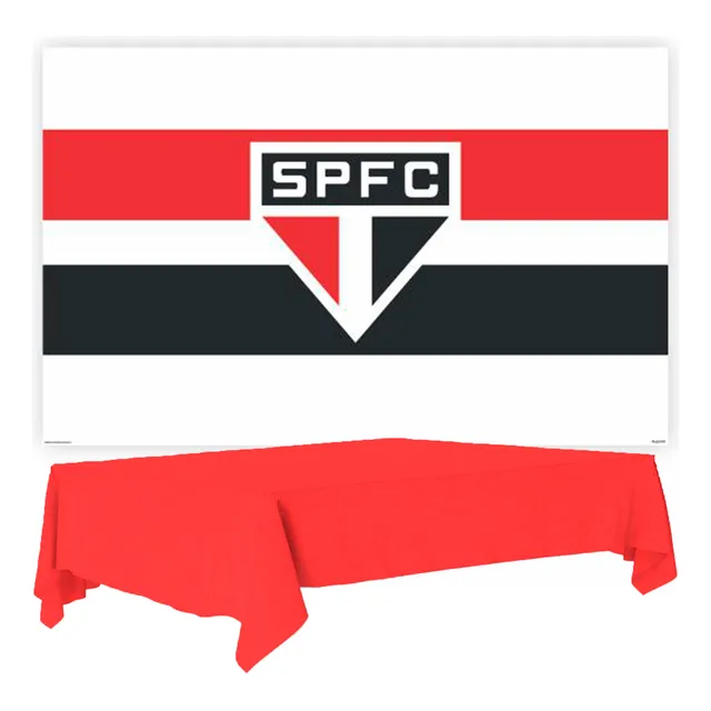 Kit Festa São Paulo Decoração Painel + Toalha Vermelha Tnt