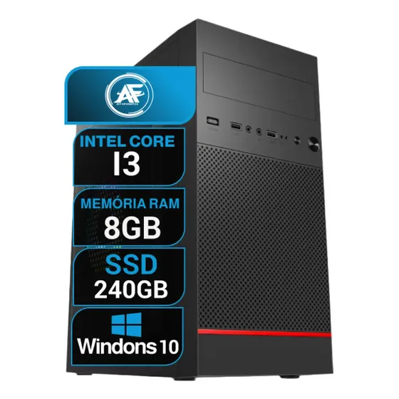 Computador Pc Intel Core I3 8gb 240gb Windows 10 Nf-e