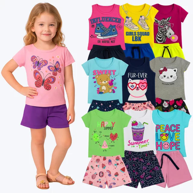 Kit 6 Peças Conjunto Infantil Verão Menina Dia A Dia 1 - 10