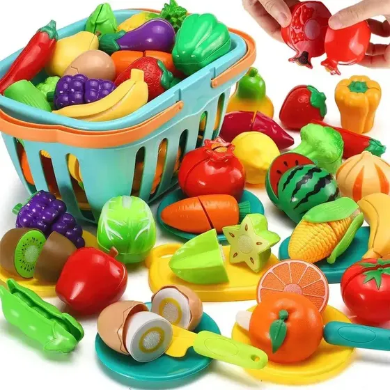Canasta De Frutas Y Verduras De Juguete 43 Piezas Niño Verde