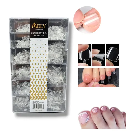 Tips Soft Gel Para Uñas Pie X500 Und Uso Profesional Mely