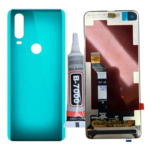 Tela Touch Para Moto One Action Sem Aro + Tampa Verde E Cola