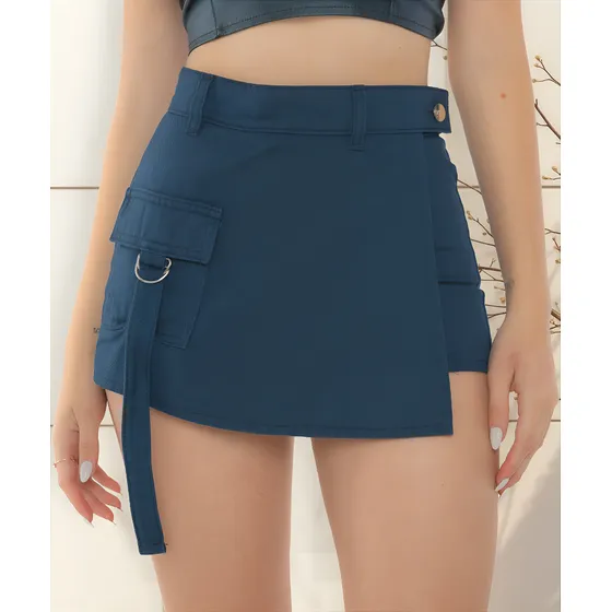 Short Pollera Rigida Lisa Mujer Moom