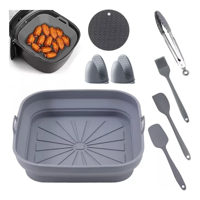 Molde Silicona Freidora Aire Tapete Hornear Reutilizable 8pc