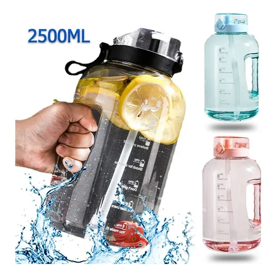 64 Oz Botella De Agua De Medio Galón Con Marcador De Tiempo