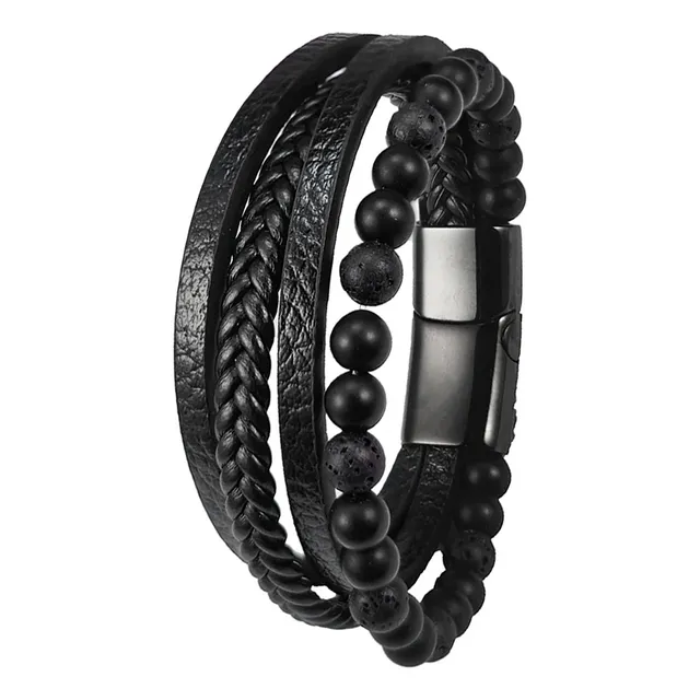Pulsera Glamour Trenzada De Cuero Genuino Y Acero Inoxidable