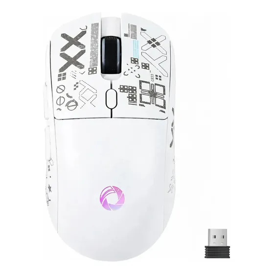 Mouse Gamer Dual-mode 2.4g Bluetooth 1600 Dpi Estampa Branco