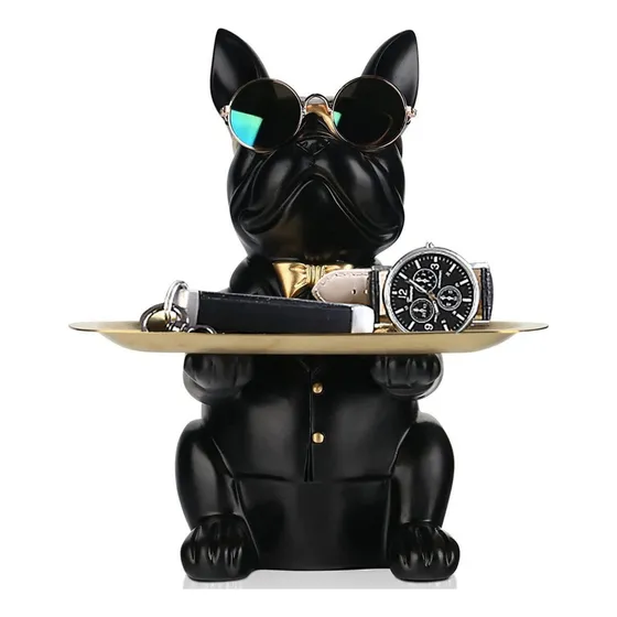 Estátua Decorativa Bulldog Porta Objetos De Mesa Rack Sala Cor Bulldog 1 Bandeja