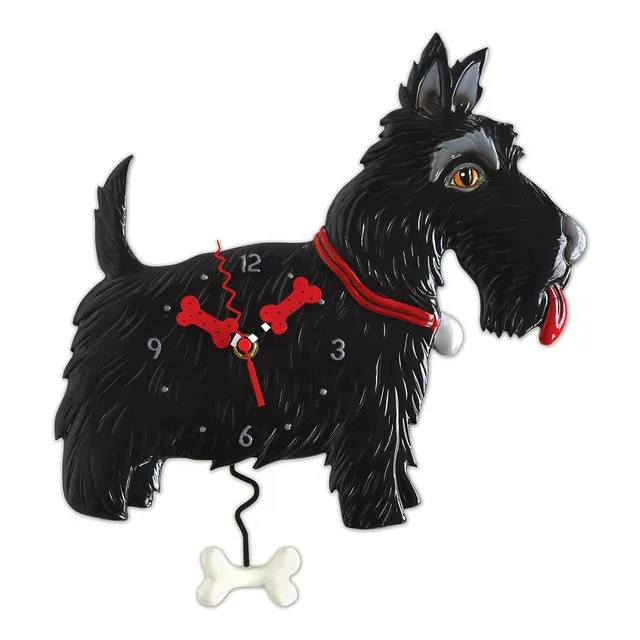 Allen Designs  Scottie  Reloj Pared Pendulo Perro Scottish