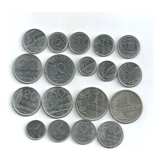 1 Cruzeiro 1975 E 1970 + 1, 2,5, 10, 20 E 50 Centavos Anos70