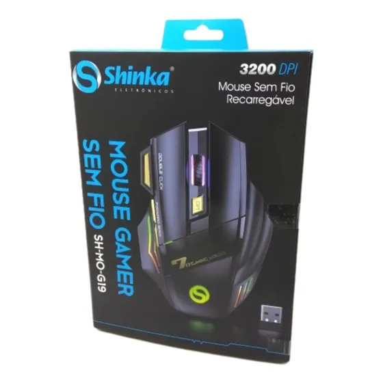 Mouse Gamer Sem Fio Recarregável 3200dpi Sh-mo-g19 Shinka Cor Preto