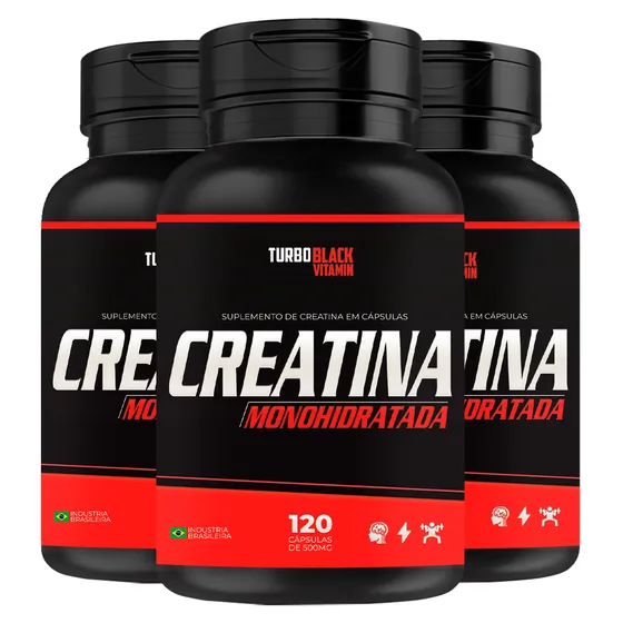 Turbo Black Vitamin Kit 3 Creatina Monohidratada 360 Cápsulas