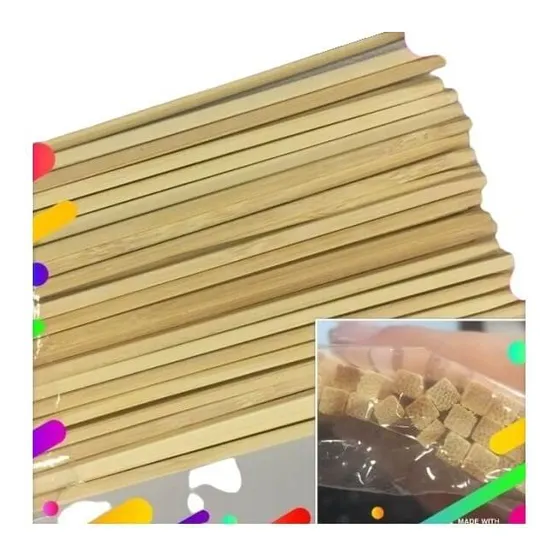 Kit Palitos / Espetos De Bambu Sem Ponta Para Doces 200 Un