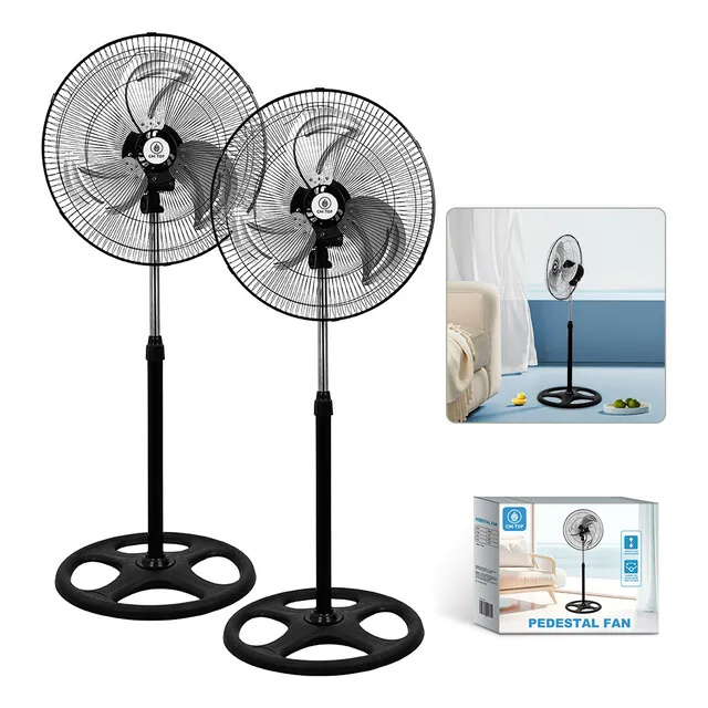 2 Piezas Ventilador De Pedestal Industrial Portatil Cm-top Con 3 Velocidades Aspas Metalico Estructura Negro