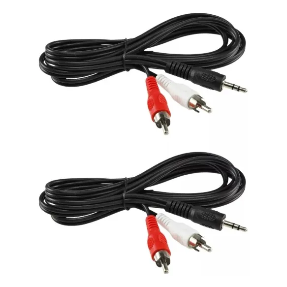 Cable Audio Entrada 3,5 Mm A Salida 2 Rca Stereo 1.8m Dinax