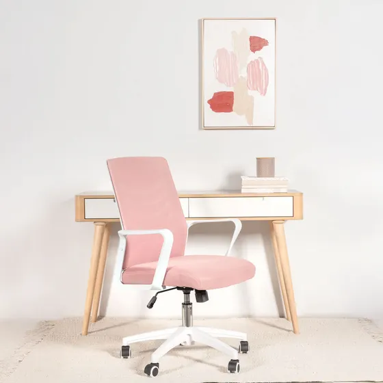 Silla De Escritorio Oficina Operativa Gamer Rosa Pvc Blanco Marsella