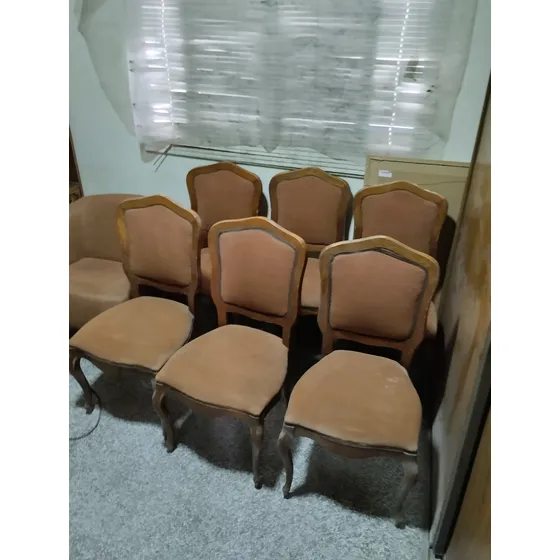 Sillas 6 Sillas Tela Juego Completo Sala Showroom Antigüedad