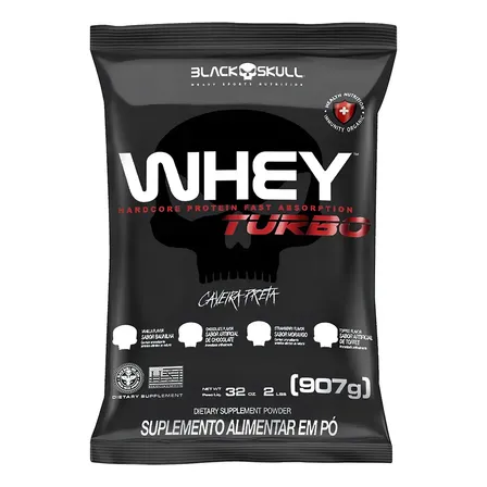 Turbo Whey Protein Nutri Concentrado Caveira Preta Sabor Baunilha