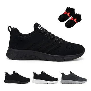 Tenis Para Correr Hombre Negros Cómodo Casual Ligero