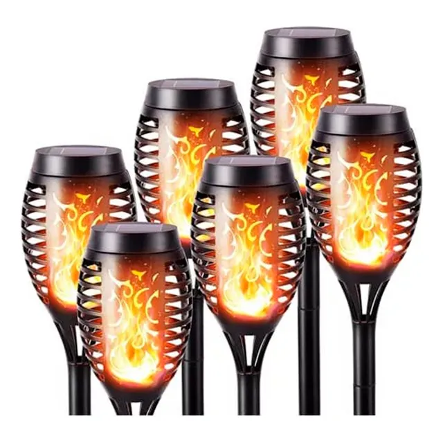 Antorcha Led Solar Tipo Estaca Luz Llama Fuego