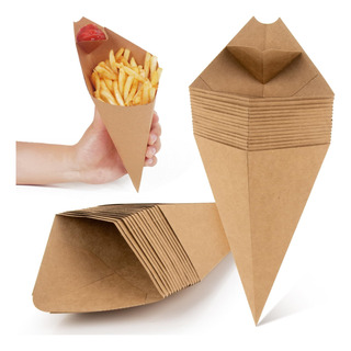 Cono Para Alimento Crepas Con Espacio Para Salsa Kraft 100pc Cono Para Alimento Crepas Con Espacio Para Salsa Kraft 100pc