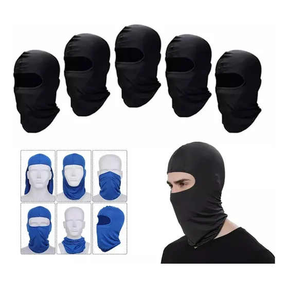 5 Pack Full Bandana Accesorios Tácticos Bandanas Deportivas Mascarilla 5 Pack Balaclava Full - Pasamontañas Militar Táctico Bandana 5 Negro Talla Uniforme Jeeyee